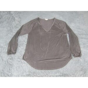 Dylan Shirt Womens Medium Brown Long Sleeve V Neck Tunic‎ Soft Stretch Top